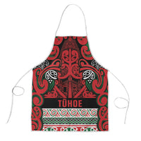Aotearoa Iwi Tuhoe Apron Maori Wharenui House Tribal Pattern LT9 Green Red - Polynesian Pride