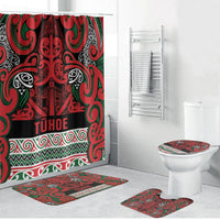 Aotearoa Iwi Tuhoe Bathroom Set Maori Wharenui House Tribal Pattern LT9 Bathroom Set (4 pcs) Green Red - Polynesian Pride