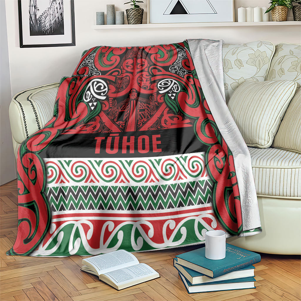 Aotearoa Iwi Tuhoe Blanket Maori Wharenui House Tribal Pattern LT9 Green Red - Polynesian Pride