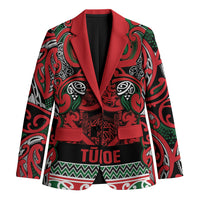 Aotearoa Iwi Tuhoe Blazer Maori Wharenui House Tribal Pattern LT9 Unisex Green Red - Polynesian Pride