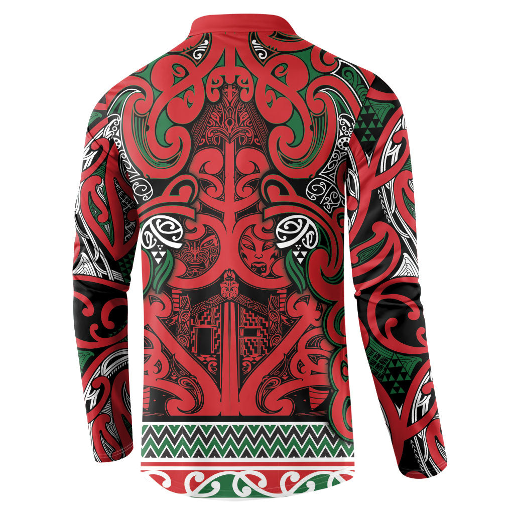 Aotearoa Iwi Tuhoe Button Sweatshirt Maori Wharenui House Tribal Pattern LT9 - Polynesian Pride