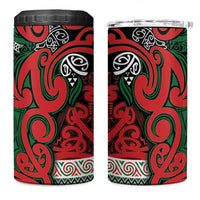 Aotearoa Iwi Tuhoe 4 in 1 Can Cooler Tumbler Maori Wharenui House Tribal Pattern LT9 One Size: 16 oz Green Red - Polynesian Pride
