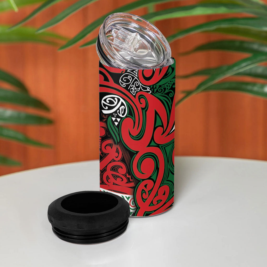 Aotearoa Iwi Tuhoe 4 in 1 Can Cooler Tumbler Maori Wharenui House Tribal Pattern LT9 - Polynesian Pride
