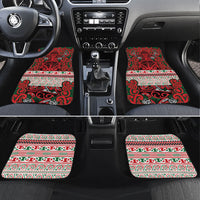 Aotearoa Iwi Tuhoe Car Mats Maori Wharenui House Tribal Pattern LT9 Set 4pcs Green Red - Polynesian Pride