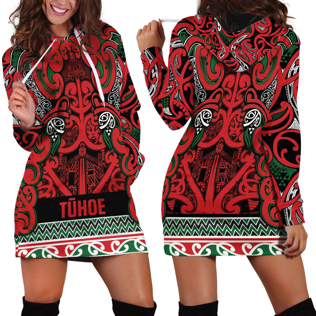 Aotearoa Iwi Tuhoe Hoodie Dress Maori Wharenui House Tribal Pattern LT9 - Polynesian Pride