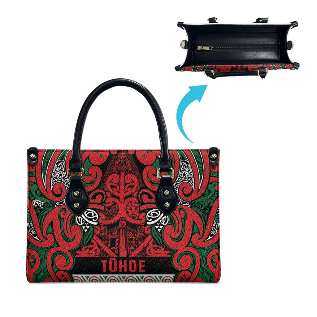 Aotearoa Iwi Tuhoe Leather Bag Maori Wharenui House Tribal Pattern LT9 - Polynesian Pride