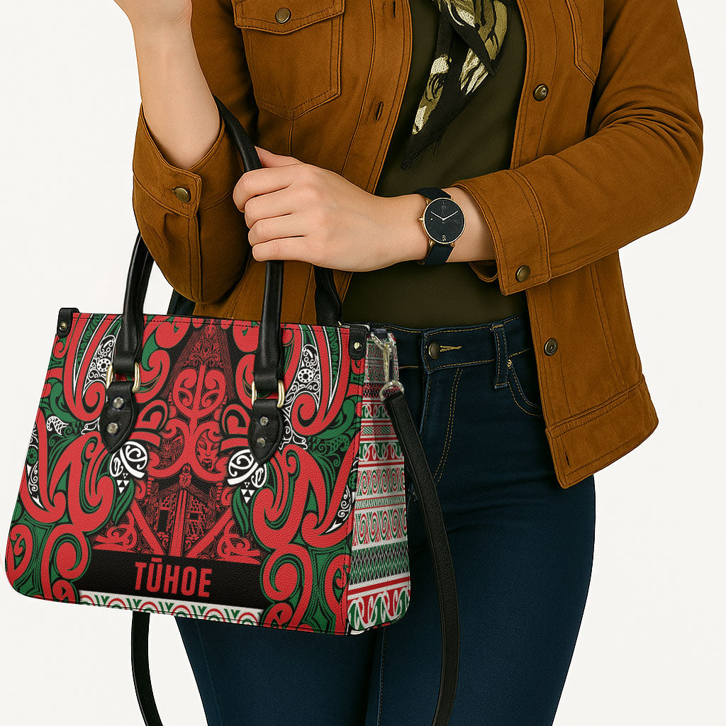 Aotearoa Iwi Tuhoe Leather Bag Maori Wharenui House Tribal Pattern LT9 - Polynesian Pride