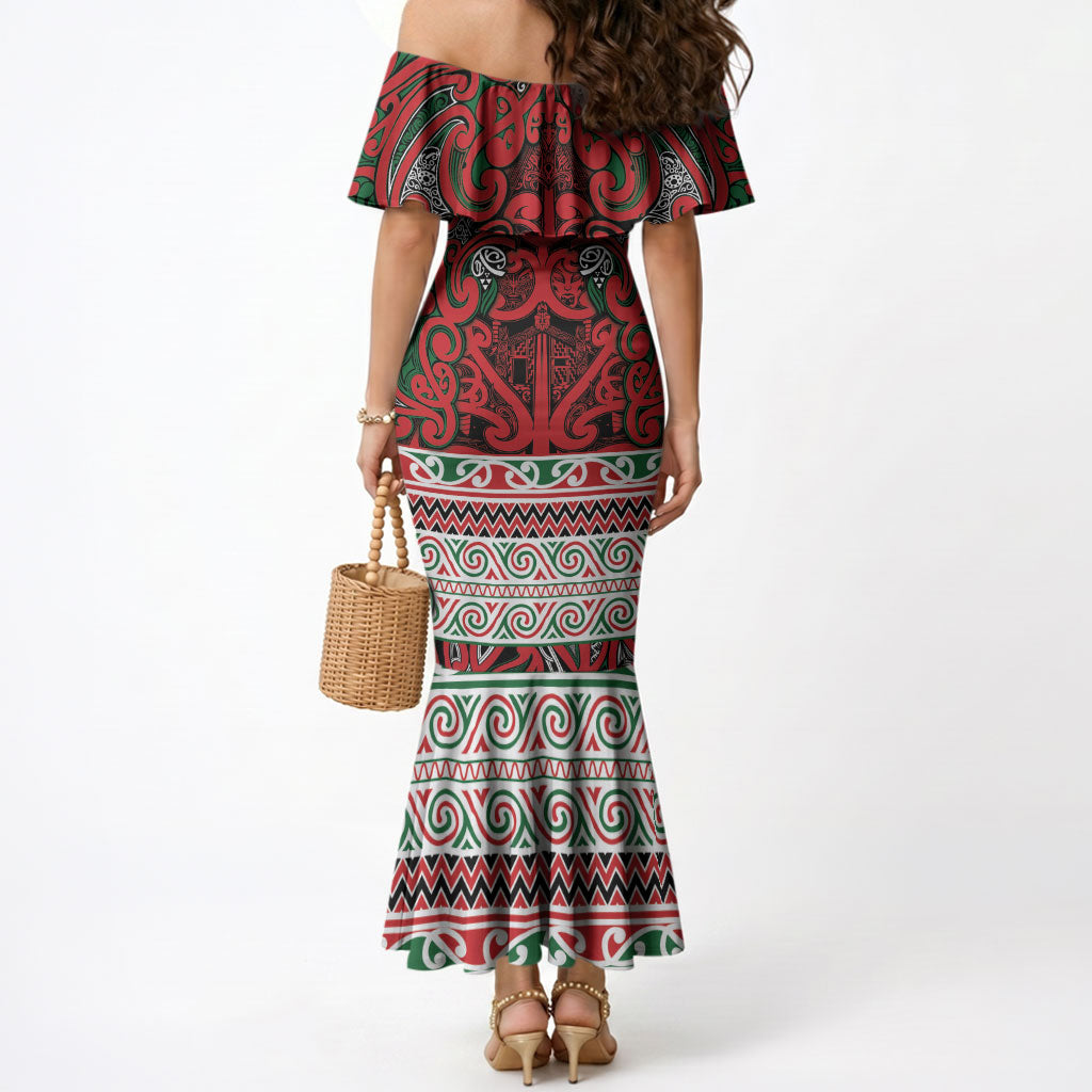Aotearoa Iwi Tuhoe Mermaid Dress Maori Wharenui House Tribal Pattern LT9 - Polynesian Pride