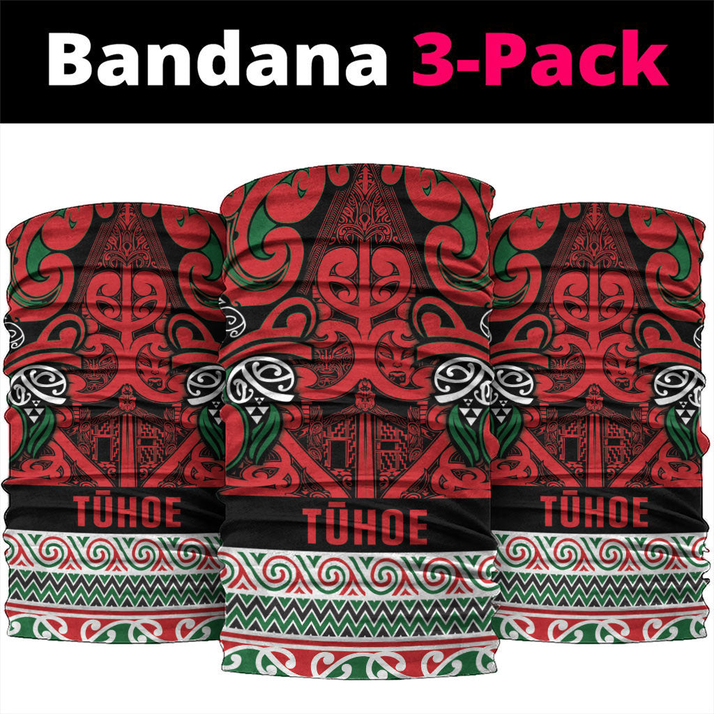 Aotearoa Iwi Tuhoe Neck Gaiter Maori Wharenui House Tribal Pattern LT9 package One Size: 25*50cm Green Red - Polynesian Pride