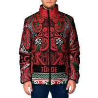 Aotearoa Iwi Tuhoe Padded Jacket Maori Wharenui House Tribal Pattern LT9 Men Green Red - Polynesian Pride
