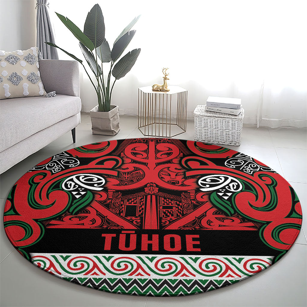 Aotearoa Iwi Tuhoe Round Carpet Maori Wharenui House Tribal Pattern LT9 - Polynesian Pride