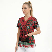 Aotearoa Iwi Tuhoe Scrub Top Maori Wharenui House Tribal Pattern LT9 - Polynesian Pride