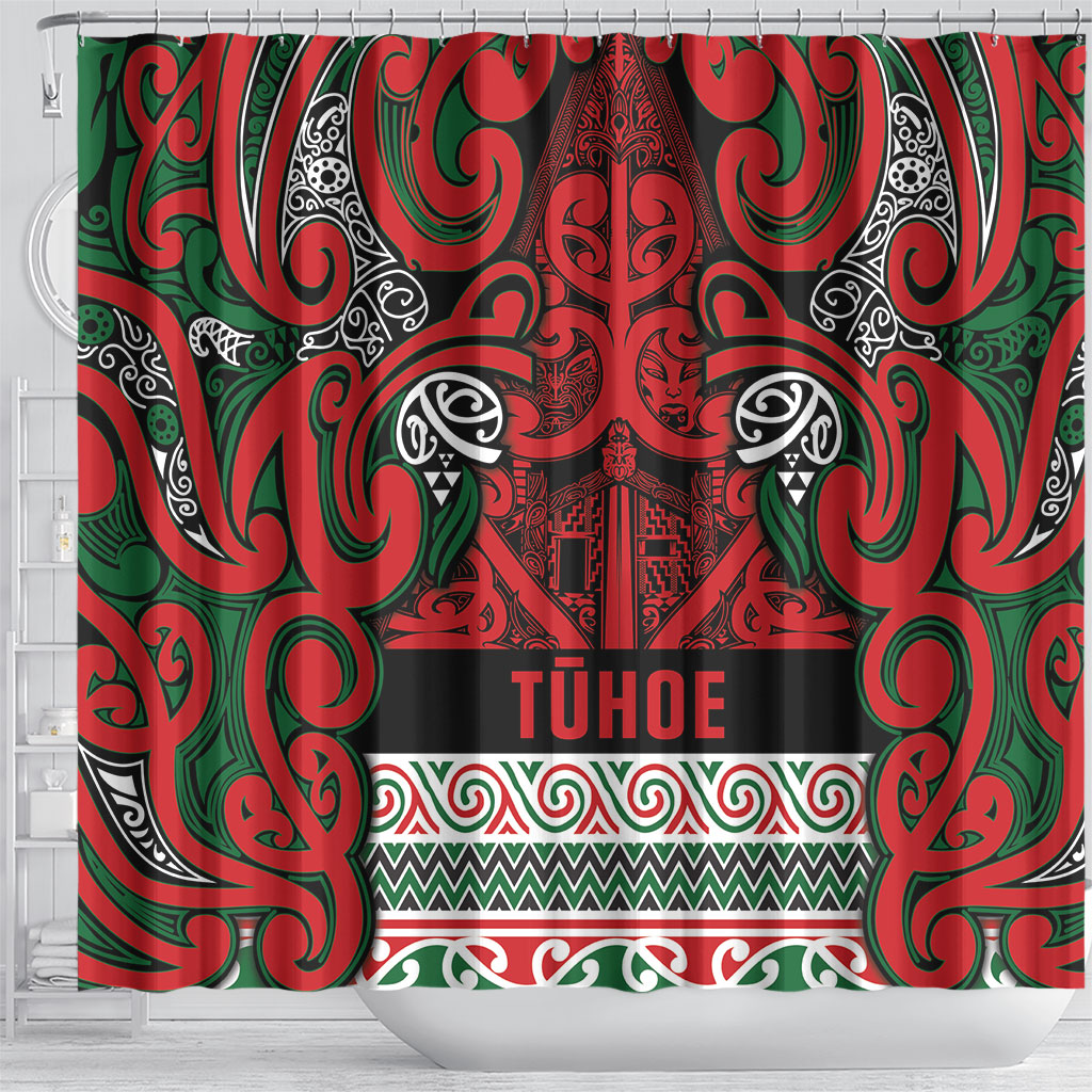 Aotearoa Iwi Tuhoe Shower Curtain Maori Wharenui House Tribal Pattern LT9 - Polynesian Pride