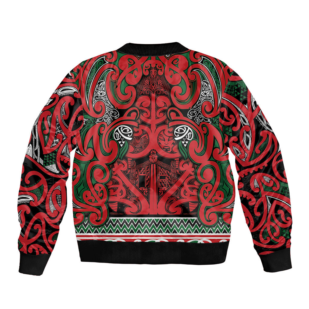 Aotearoa Iwi Tuhoe Sleeve Zip Bomber Jacket Maori Wharenui House Tribal Pattern LT9 - Polynesian Pride