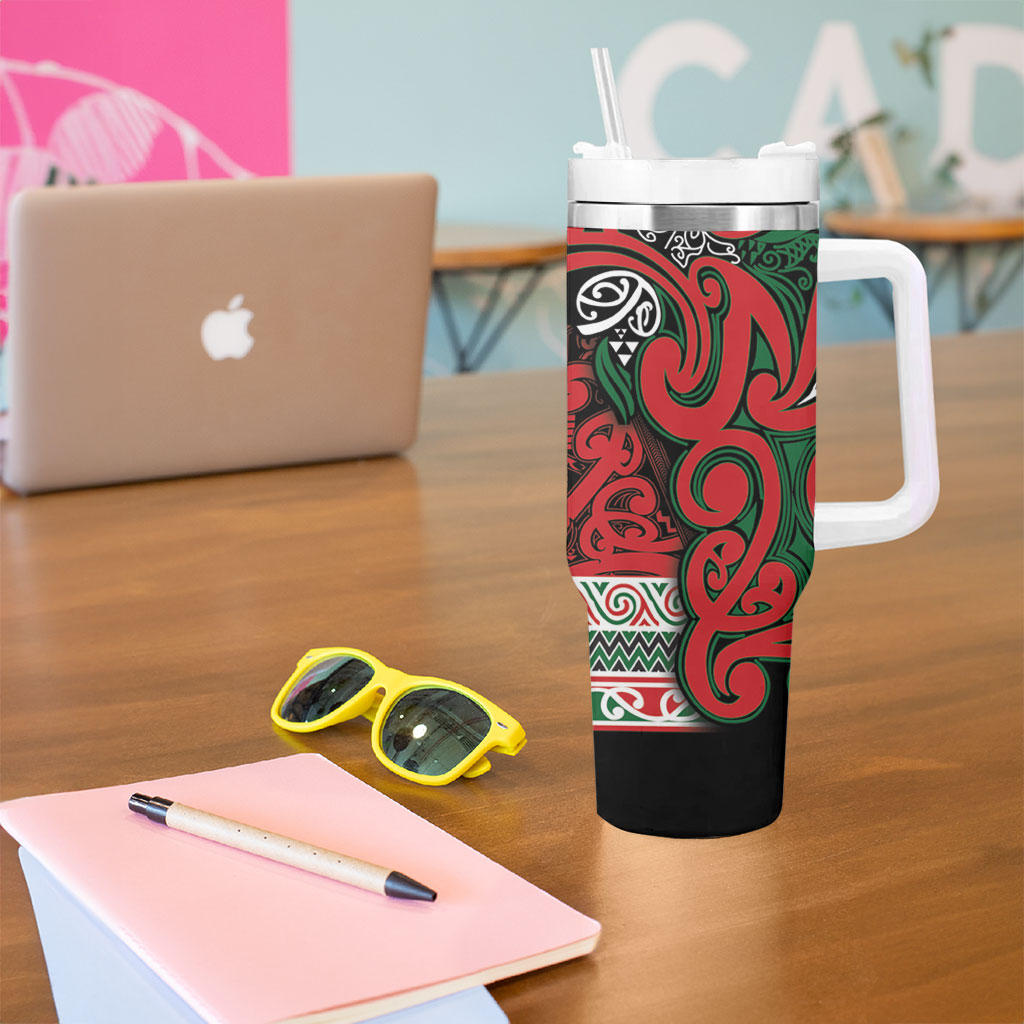 Aotearoa Iwi Tuhoe Tumbler With Handle Maori Wharenui House Tribal Pattern LT9 - Polynesian Pride