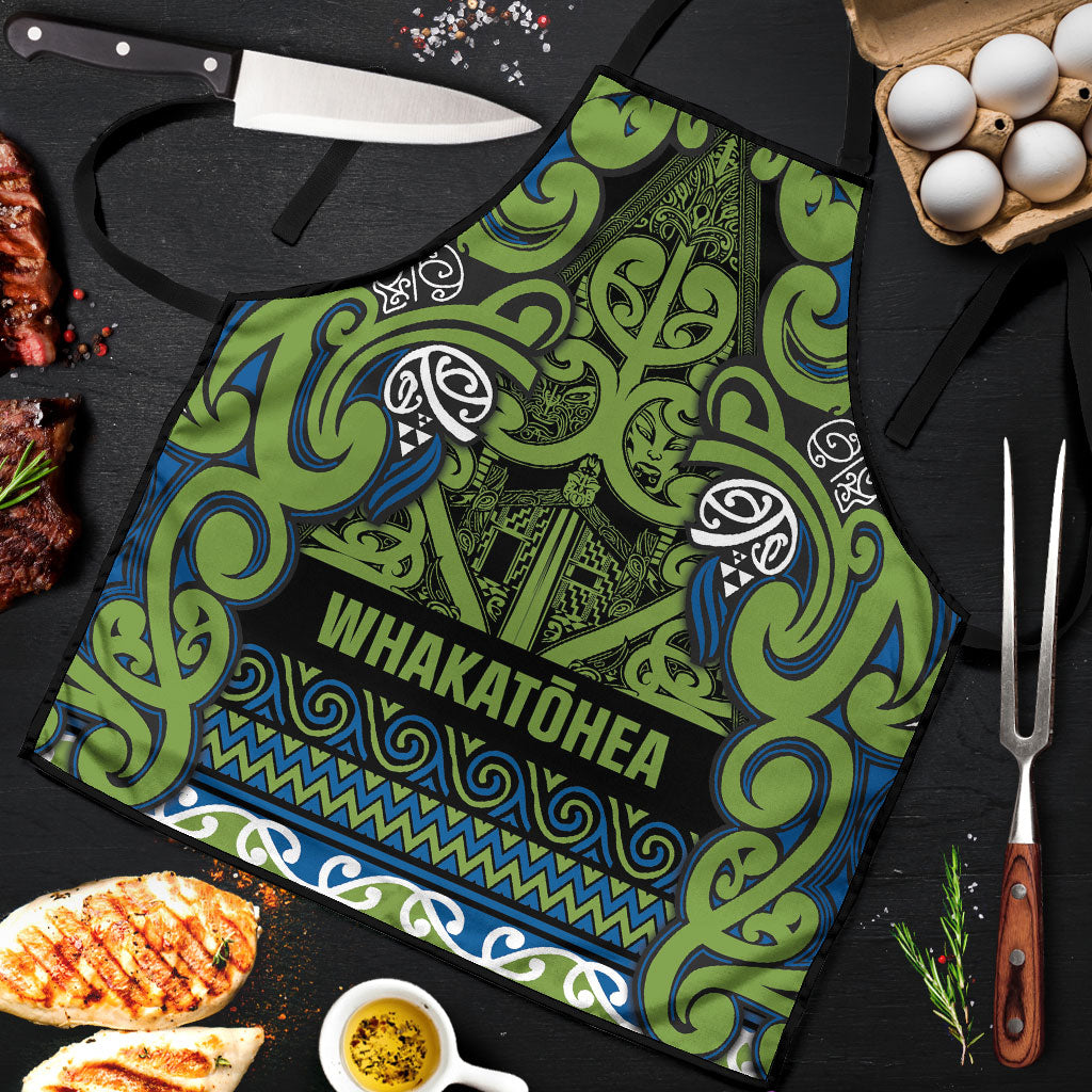 Aotearoa Iwi Whakatohea Apron Maori Wharenui House Tribal Pattern LT9 Olive green - Polynesian Pride