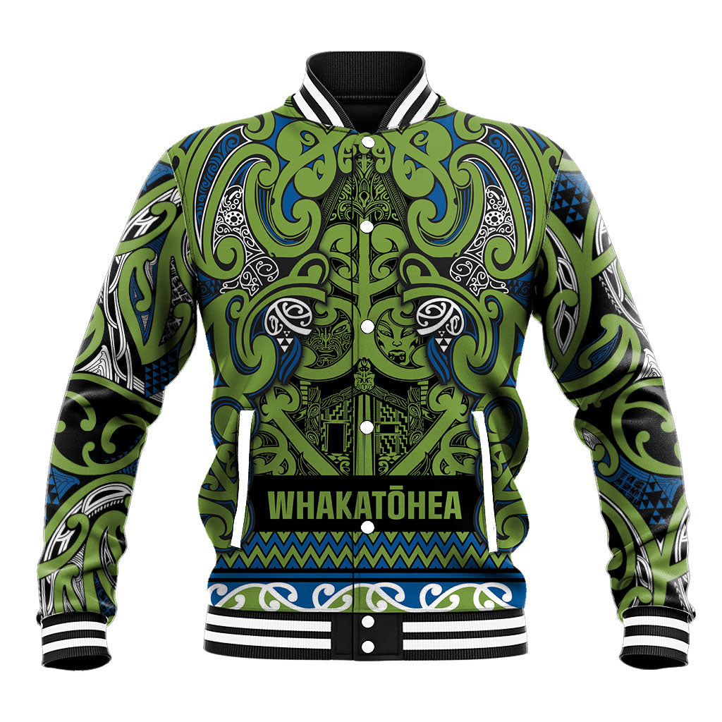 Aotearoa Iwi Whakatohea Baseball Jacket Maori Wharenui House Tribal Pattern LT9 Unisex Olive green - Polynesian Pride