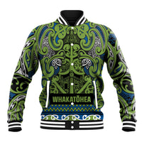 Aotearoa Iwi Whakatohea Baseball Jacket Maori Wharenui House Tribal Pattern LT9 Unisex Olive green - Polynesian Pride
