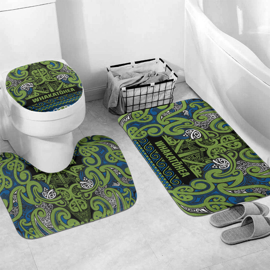 Aotearoa Iwi Whakatohea Bathroom Set Maori Wharenui House Tribal Pattern LT9 Mat Set Only (3 pcs) One Size Olive green - Polynesian Pride