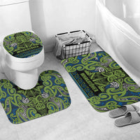 Aotearoa Iwi Whakatohea Bathroom Set Maori Wharenui House Tribal Pattern LT9 Mat Set Only (3 pcs) One Size Olive green - Polynesian Pride