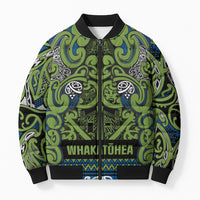 Aotearoa Iwi Whakatohea Bomber Puffer Jacket Maori Wharenui House Tribal Pattern LT9 Unisex Olive green - Polynesian Pride
