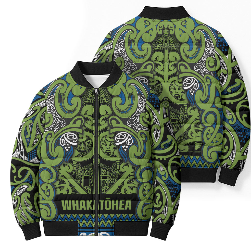 Aotearoa Iwi Whakatohea Bomber Puffer Jacket Maori Wharenui House Tribal Pattern LT9 - Polynesian Pride