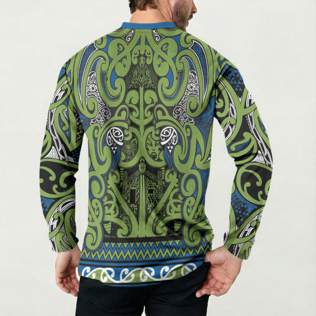 Aotearoa Iwi Whakatohea Button Sweatshirt Maori Wharenui House Tribal Pattern LT9 - Polynesian Pride