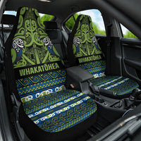 Aotearoa Iwi Whakatohea Car Seat Cover Maori Wharenui House Tribal Pattern LT9 One Size Olive green - Polynesian Pride