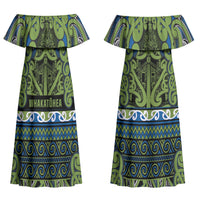 Aotearoa Iwi Whakatohea Couples Matching Off Shoulder Maxi Dress and Hawaiian Shirt Maori Wharenui House Tribal Pattern LT9 - Polynesian Pride