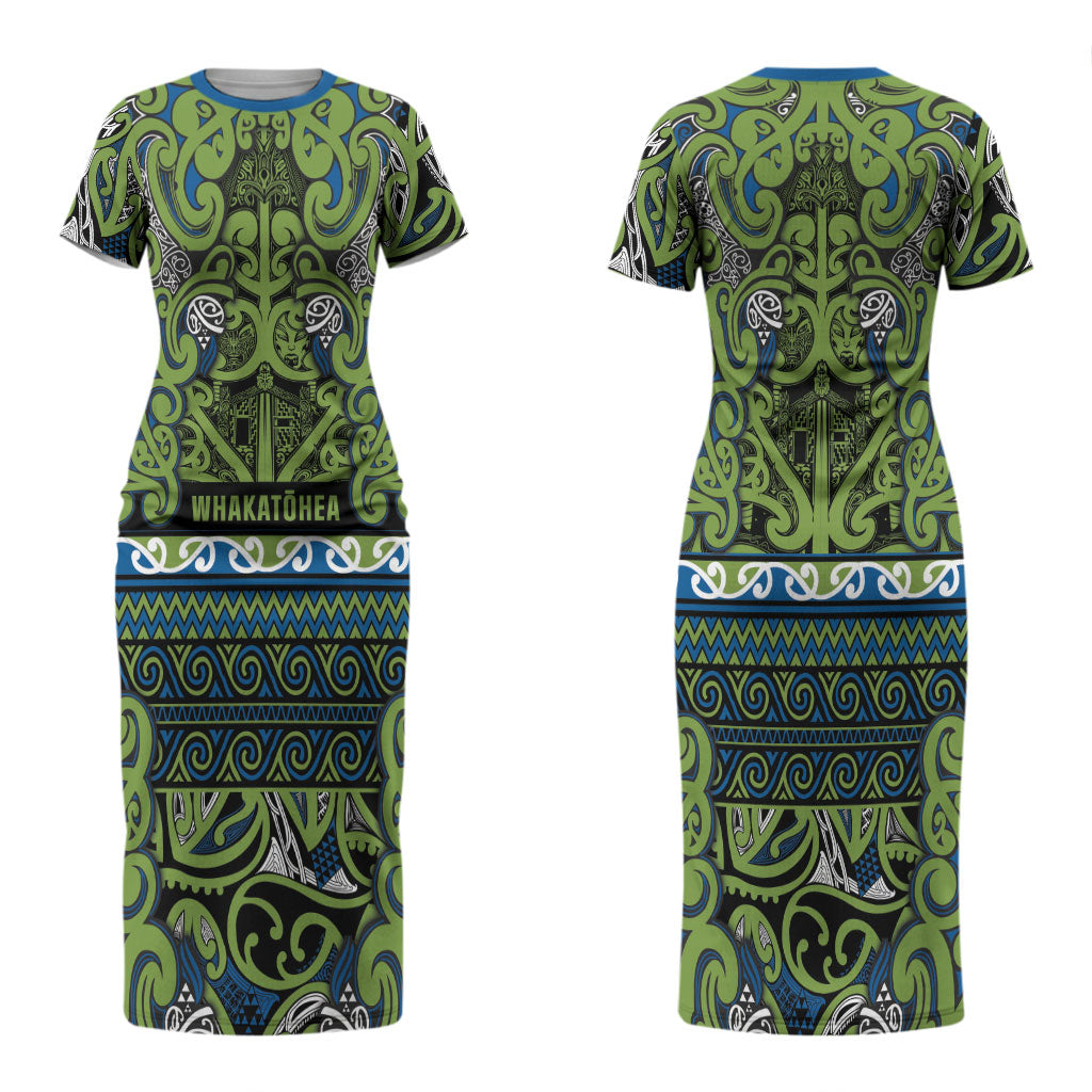 Aotearoa Iwi Whakatohea Couples Matching Short Sleeve Bodycon Dress and Long Sleeve Button Shirt Maori Wharenui House Tribal Pattern LT9 - Polynesian Pride