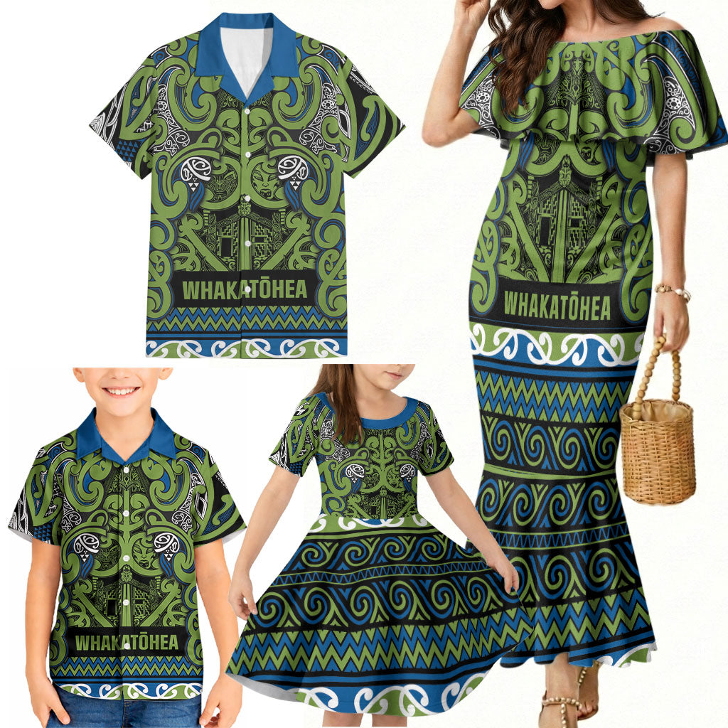 Aotearoa Iwi Whakatohea Family Matching Mermaid Dress and Hawaiian Shirt Maori Wharenui House Tribal Pattern LT9 - Polynesian Pride