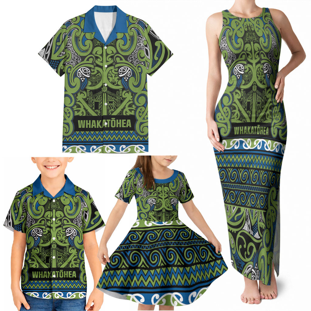 Aotearoa Iwi Whakatohea Family Matching Tank Maxi Dress and Hawaiian Shirt Maori Wharenui House Tribal Pattern LT9 - Polynesian Pride