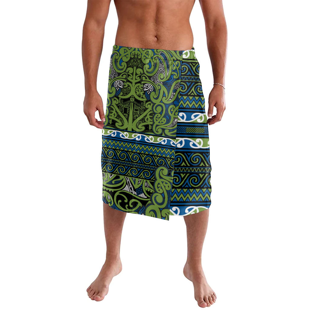 Aotearoa Iwi Whakatohea Lavalava Maori Wharenui House Tribal Pattern LT9 Olive green - Polynesian Pride