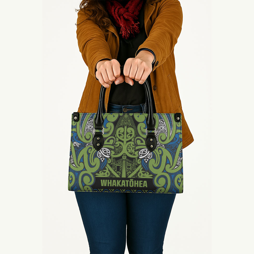 Aotearoa Iwi Whakatohea Leather Bag Maori Wharenui House Tribal Pattern LT9 - Polynesian Pride