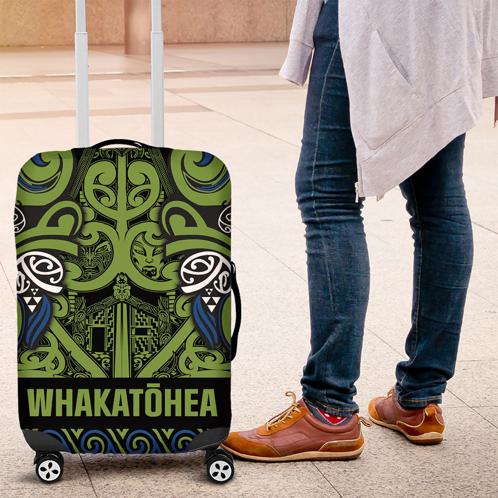 Aotearoa Iwi Whakatohea Luggage Cover Maori Wharenui House Tribal Pattern LT9 Olive green - Polynesian Pride