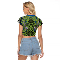 Aotearoa Iwi Whakatohea Raglan Cropped T Shirt Maori Wharenui House Tribal Pattern LT9 - Polynesian Pride
