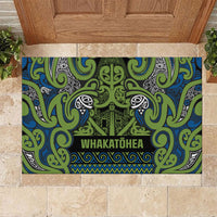 Aotearoa Iwi Whakatohea Rubber Doormat Maori Wharenui House Tribal Pattern LT9 Olive green - Polynesian Pride