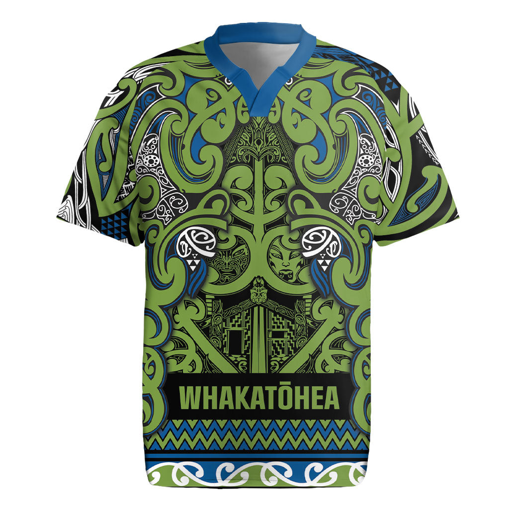 Aotearoa Iwi Whakatohea Rugby Jersey Maori Wharenui House Tribal Pattern LT9 Olive green - Polynesian Pride