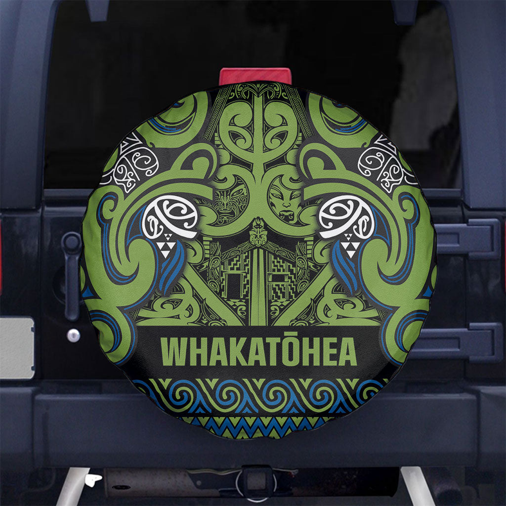Aotearoa Iwi Whakatohea Spare Tire Cover Maori Wharenui House Tribal Pattern LT9 No hole Olive green - Polynesian Pride