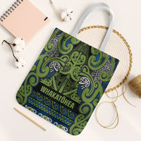 Aotearoa Iwi Whakatohea Tote Bag Maori Wharenui House Tribal Pattern LT9 White Strap One Size Olive green - Polynesian Pride