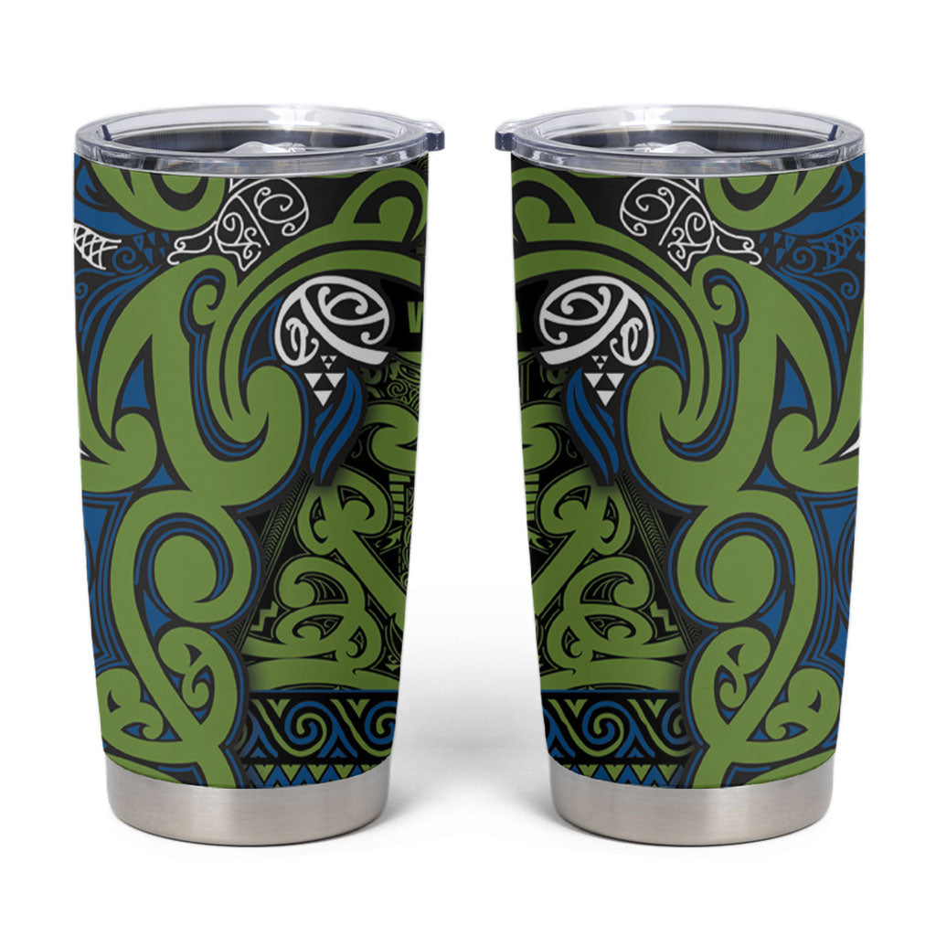 Aotearoa Iwi Whakatohea Tumbler Cup Maori Wharenui House Tribal Pattern LT9 Olive green - Polynesian Pride
