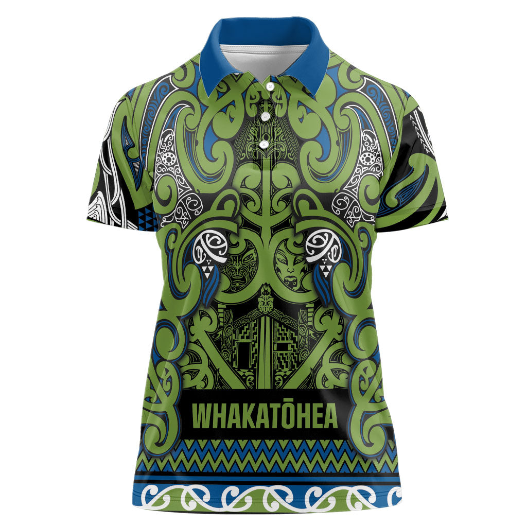 Aotearoa Iwi Whakatohea Women Polo Shirt Maori Wharenui House Tribal Pattern LT9 Female Olive green - Polynesian Pride