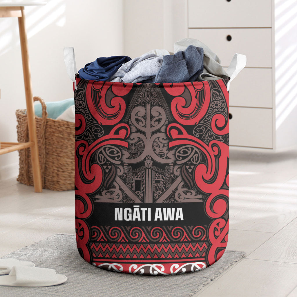 Aotearoa Iwi Ngati Awa Laundry Basket Maori Wharenui House Tribal Pattern LT9 Red - Polynesian Pride