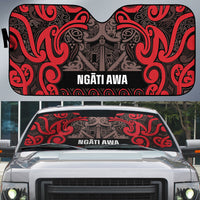 Aotearoa Iwi Ngati Awa Auto Sun Shade Maori Wharenui House Tribal Pattern LT9 Red - Polynesian Pride