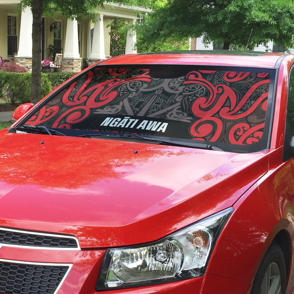 Aotearoa Iwi Ngati Awa Auto Sun Shade Maori Wharenui House Tribal Pattern LT9 - Polynesian Pride