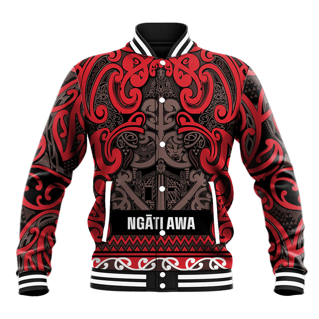 Aotearoa Iwi Ngati Awa Baseball Jacket Maori Wharenui House Tribal Pattern LT9 Unisex Red - Polynesian Pride
