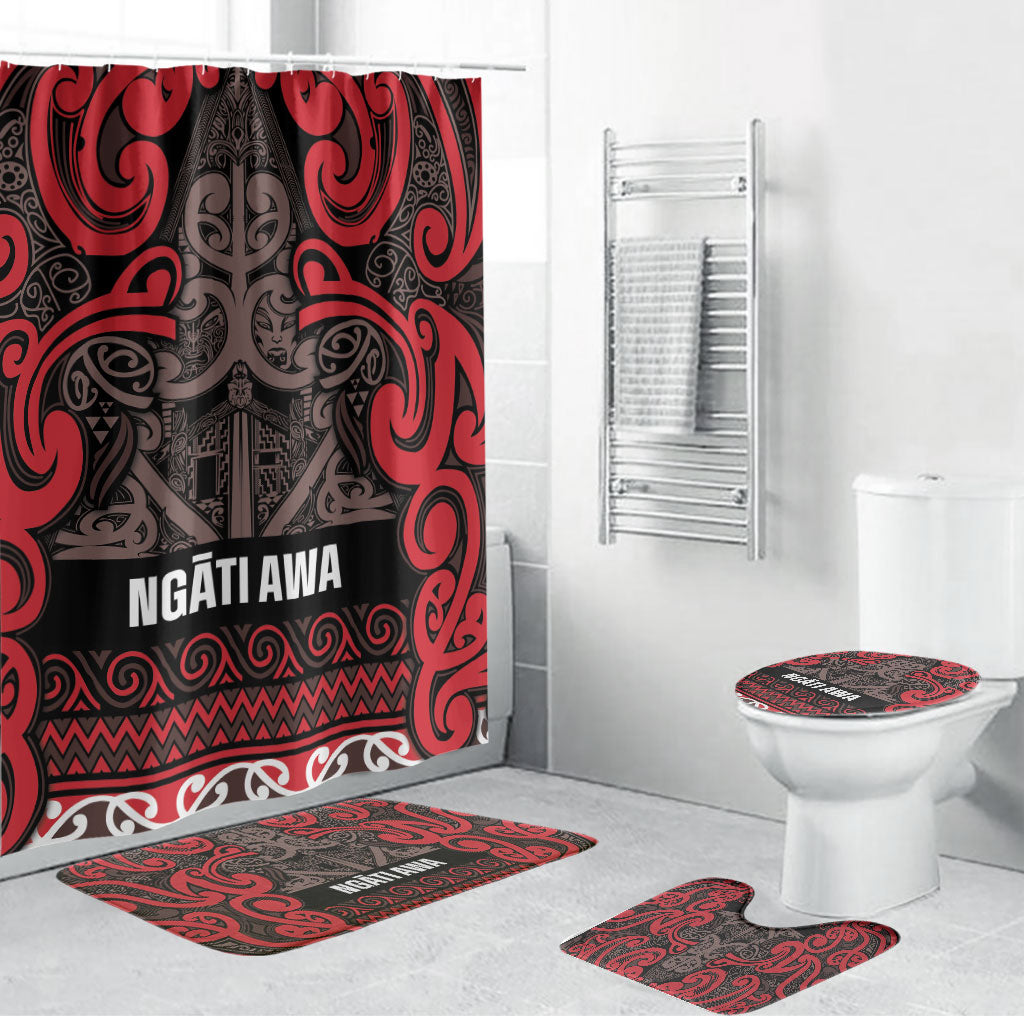 Aotearoa Iwi Ngati Awa Bathroom Set Maori Wharenui House Tribal Pattern LT9 Bathroom Set (4 pcs) Red - Polynesian Pride