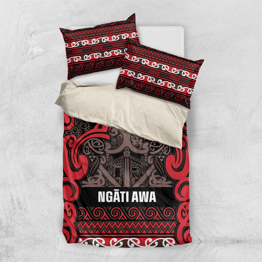 Aotearoa Iwi Ngati Awa Bedding Set Maori Wharenui House Tribal Pattern LT9 US Twin 172cm x 218cm Red - Polynesian Pride
