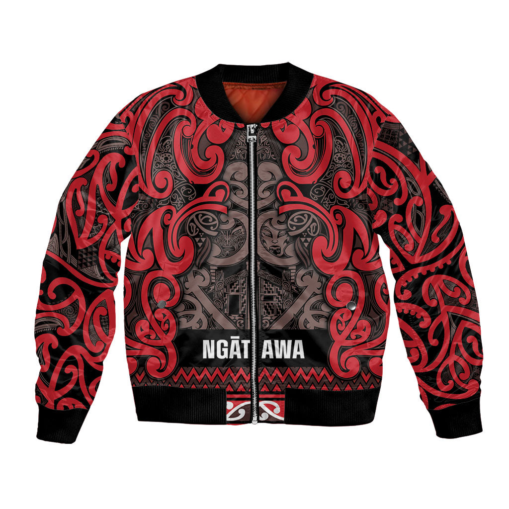 Aotearoa Iwi Ngati Awa Bomber Jacket Maori Wharenui House Tribal Pattern LT9 Unisex Red - Polynesian Pride