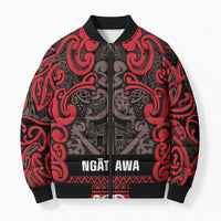 Aotearoa Iwi Ngati Awa Bomber Puffer Jacket Maori Wharenui House Tribal Pattern LT9 Unisex Red - Polynesian Pride